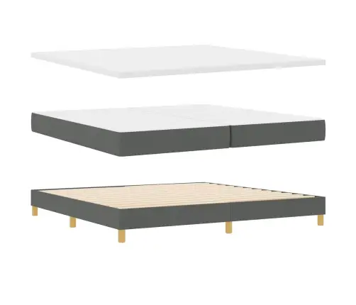 Gulta Ar Atsperēm Ar Matraci Tumši Pelēka 200 X 200 Cm Audums Vidaxl