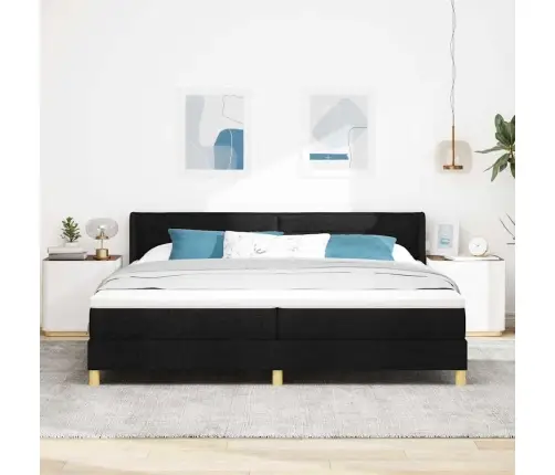 Kastītes Atsperu Gulta Melns Un Balts Un Melns 200 X 200 Cm Vidaxl