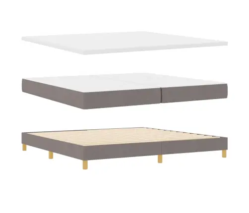 Kastītes Atsperu Gulta Pelēkbrūna 200 X 200 Cm Poliesters Vidaxl