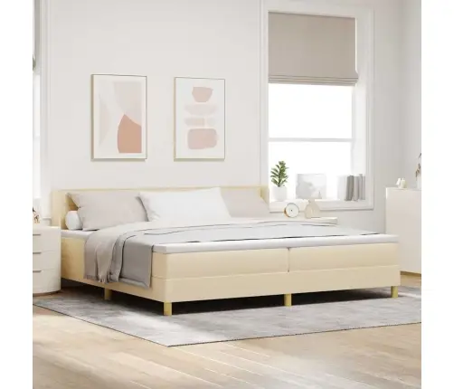Boxspring Gulta Ar Matraci, Krēmkrāsas, 200 X 200 Cm, Audums. Vidaxl