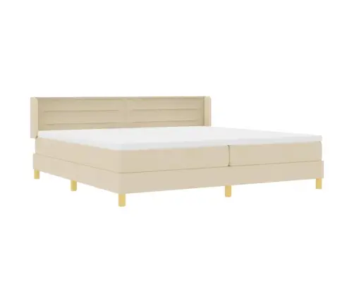 Boxspring Gulta Ar Matraci, Krēmkrāsas, 200 X 200 Cm, Audums. Vidaxl
