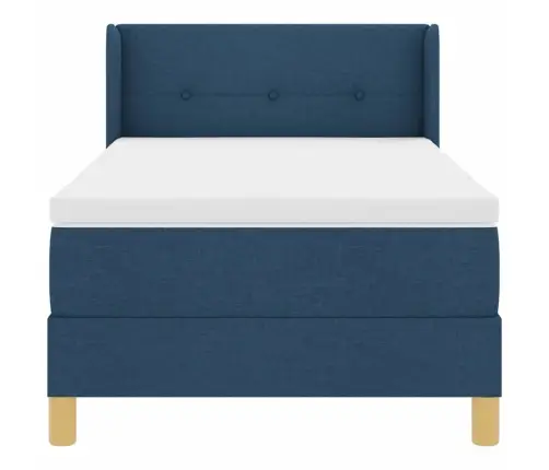 Voodiraam Vedrudega Madratsiga Peaga Sinine 90 X 190 Cm Kangas