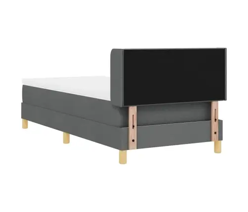 Box Spring Gulta Ar Matraču Tumši Pelēkā Krāsā, 90 X 200 Cm, Audums. Vidaxl