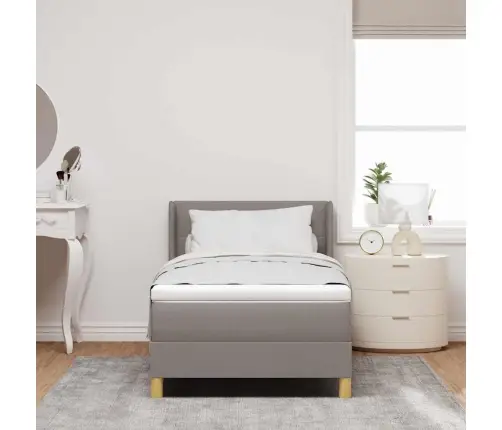 Masīvkoka Gulta Ar Matraci Taupe, 90 X 200 Cm, Audums Vidaxl