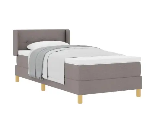 Masīvkoka Gulta Ar Matraci Taupe, 90 X 200 Cm, Audums Vidaxl