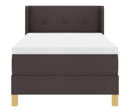 Kastītes Atsperu Gulta Tumši Brūns Un Balts 100 X 200 Cm Audums Vidaxl