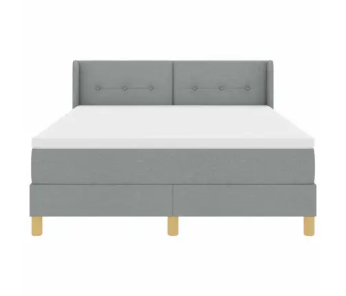 Kastītes Atsperu Gulta Gaiši Pelēks 190 X 140 Cm Poliesters Vidaxl