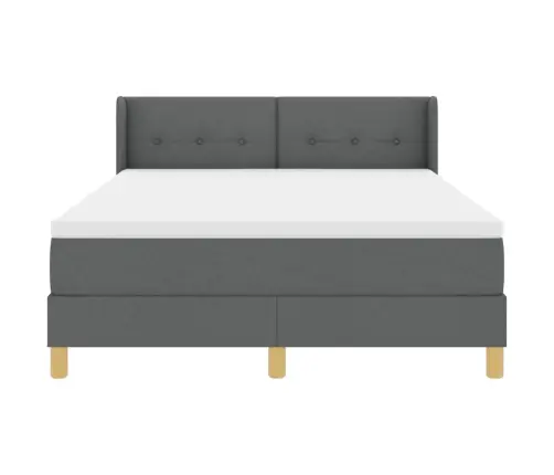 Kastītes Atsperu Gulta Tumši Pelēks 190 X 140 Cm Poliesters Vidaxl