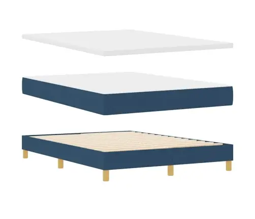 Kastītes Atsperu Gulta Ar Matraci Zila 200 X 140 Cm Poliesters Vidaxl