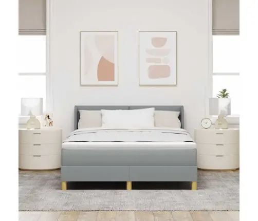 Kastītes Atsperu Gulta Gaiši Pelēks 200 X 160 Cm Poliesters Vidaxl