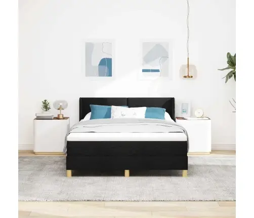 Kiemas Lova Su Čiužiniu Juoda 200 X 160 Cm Poliesteris