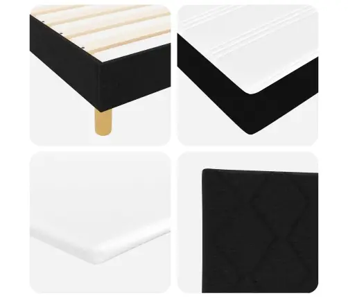 Kastītes Atsperu Gulta Ar Matraci Melna 200 X 180 Cm Poliesters Vidaxl