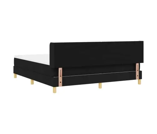 Kastītes Atsperu Gulta Ar Matraci Melna 200 X 180 Cm Poliesters Vidaxl