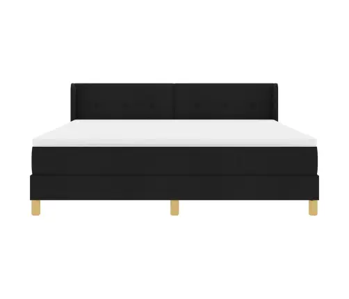 Kastītes Atsperu Gulta Ar Matraci Melna 200 X 180 Cm Poliesters Vidaxl