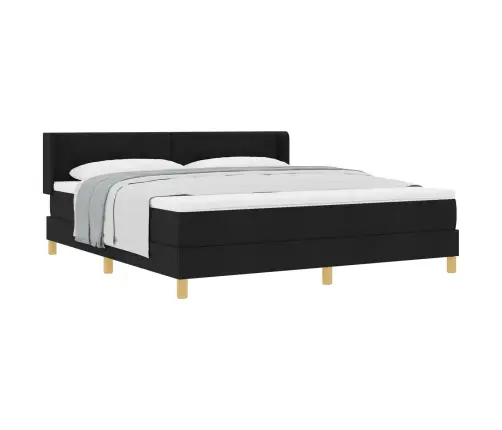 Kastītes Atsperu Gulta Ar Matraci Melna 200 X 180 Cm Poliesters Vidaxl