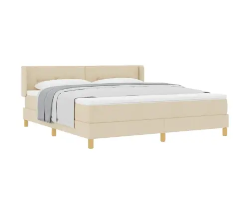 Kastītes Atsperu Gulta Krēmkrāsa 200 X 180 Cm Poliesters Vidaxl