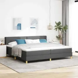 Kastītes Atsperu Gulta Tumši Pelēks 200 X 200 Cm Audums Vidaxl