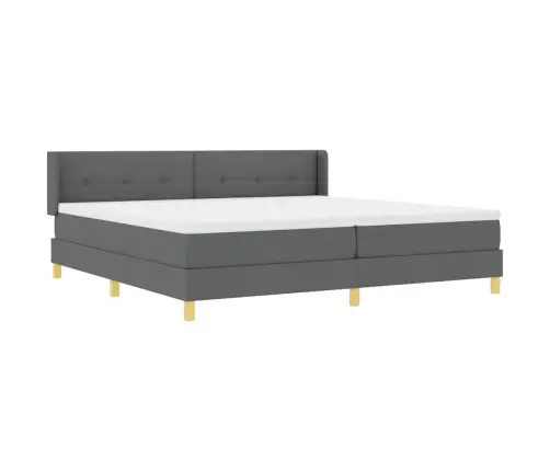 Box Spring Gulta Ar Matraci Tumši Pelēkā Krāsā, 200 X 200 Cm, Audums Vidaxl