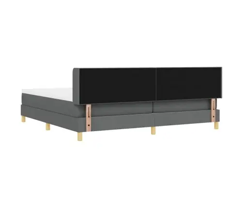 Box Spring Gulta Ar Matraci Tumši Pelēkā Krāsā, 200 X 200 Cm, Audums Vidaxl