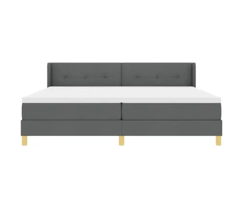 Box Spring Gulta Ar Matraci Tumši Pelēkā Krāsā, 200 X 200 Cm, Audums Vidaxl