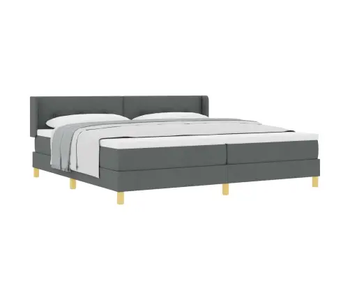Box Spring Gulta Ar Matraci Tumši Pelēkā Krāsā, 200 X 200 Cm, Audums Vidaxl