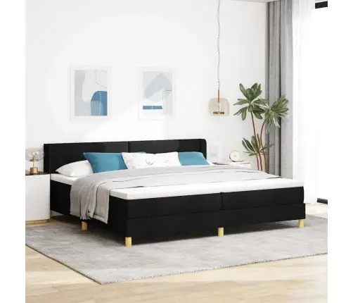 Kiemas Lova Su Čiužiniu Juoda 200 X 200 Cm Poliesteris
