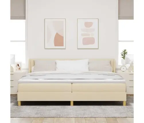 Voodiraam Vedrudega Madratsiga Peaga Cream 200 X 200 Cm Kangas