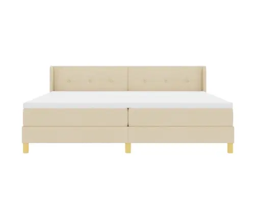 Voodiraam Vedrudega Madratsiga Peaga Cream 200 X 200 Cm Kangas