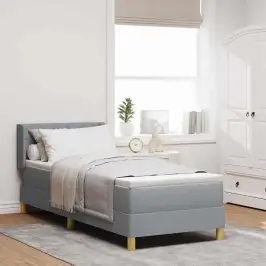 Lovos Pagrindas Su Čiužiniu Šviesiai Pilka 80 X 200 Cm Audinys Lovos Pagrindas Su Čiužiniu Šviesiai Pilka 80 X 200 Cm Audinys