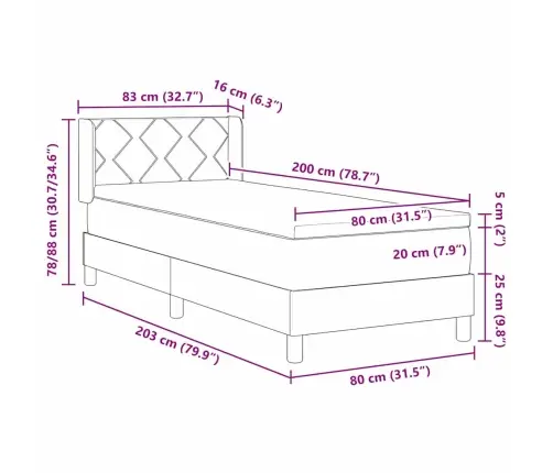 Lovos Pagrindas Su Čiužiniu Tamsiai Pilka 80 X 200 Cm Audinys