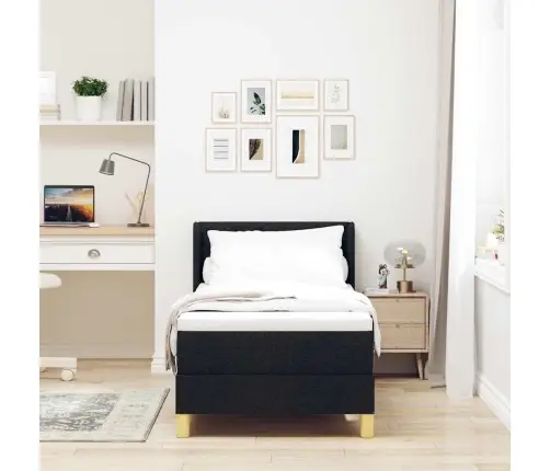 Kastītes Atsperu Gulta Melns Un Balts Un Melns 80 X 200 Cm Vidaxl