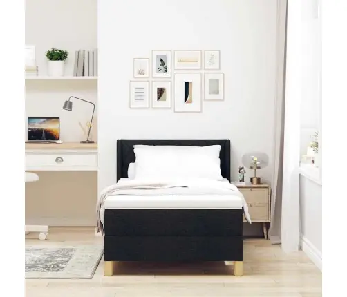 Kiemas Lova Su Čiužiniu Juoda 200 X 90 Cm Poliesteris