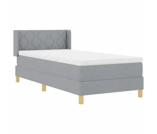 Box Spring Gulta Ar Matraci Gaiši Pelēkā Krāsā, 100X200 Cm Audums Vidaxl