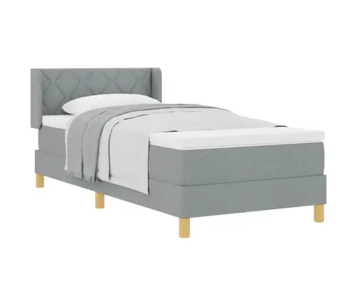 Box Spring Gulta Ar Matraci Gaiši Pelēkā Krāsā, 100X200 Cm Audums Vidaxl