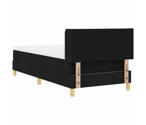 Kastītes Atsperu Gulta Ģeometriskais Ar Galvas Klāju Melna 100 X 200 Cm Koka Vidaxl