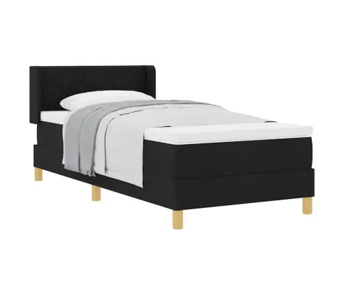 Kastītes Atsperu Gulta Ģeometriskais Ar Galvas Klāju Melna 100 X 200 Cm Koka Vidaxl