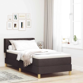 Kastītes Atsperu Gulta Ar Matraci Tumši Brūna 100 X 200 Cm Vidaxl