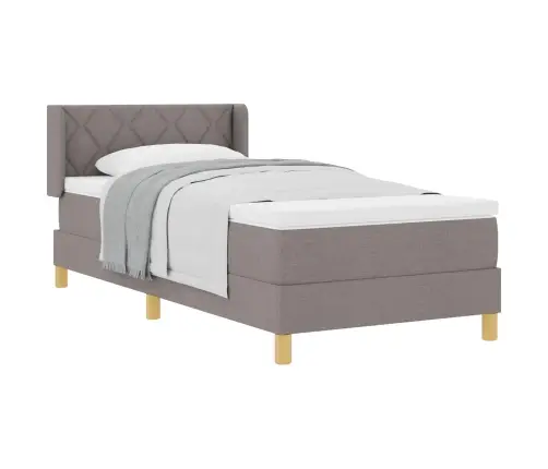 Gulta Ar Atsperēm Ar Matraci Pelēkbrūna 100 X 200 Cm Audums Vidaxl