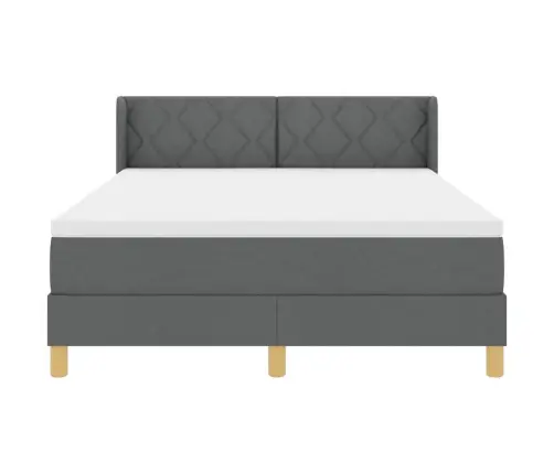 Boxspring Gulta Ar Matraci Tumši Pelēkā Krāsā, 140 X 190 Cm, Audums Vidaxl
