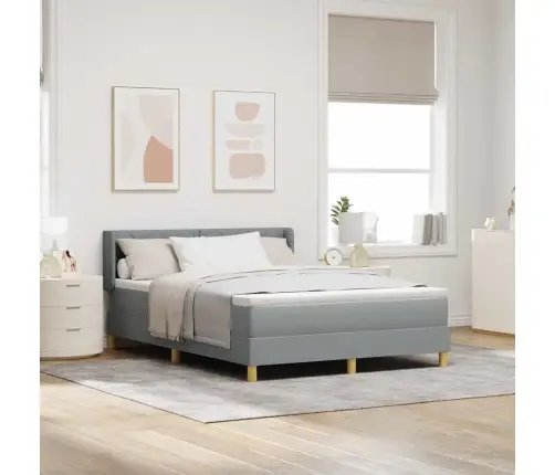 Box Spring Gulta Ar Madraci Gaišpelēkā Krāsā, 140 X 200 Cm, Audums. Vidaxl