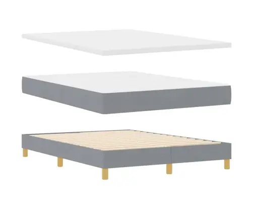 Box Spring Gulta Ar Madraci Gaišpelēkā Krāsā, 140 X 200 Cm, Audums. Vidaxl