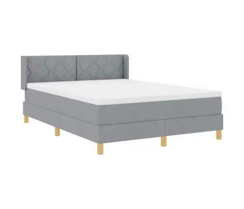 Box Spring Gulta Ar Madraci Gaišpelēkā Krāsā, 140 X 200 Cm, Audums. Vidaxl