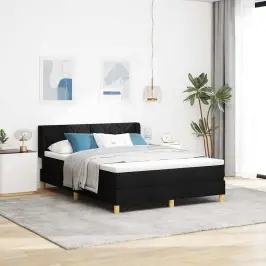 Kastītes Atsperu Gulta Melna 200 X 140 Cm Audums Vidaxl Kastītes Atsperu Gulta Melna 200 X 140 Cm Audums Vidaxl