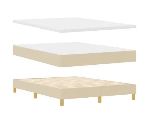 Gulta Ar Atsperēm Ar Matraci Krēmkrāsa 160 X 200 Cm Audums Vidaxl