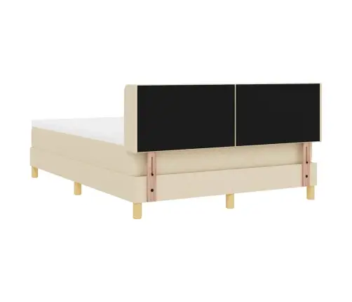 Gulta Ar Atsperēm Ar Matraci Krēmkrāsa 160 X 200 Cm Audums Vidaxl