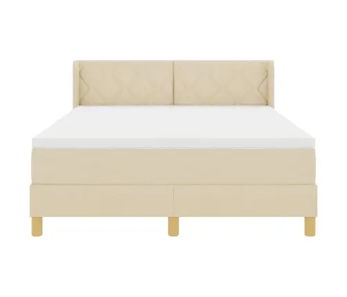 Gulta Ar Atsperēm Ar Matraci Krēmkrāsa 160 X 200 Cm Audums Vidaxl