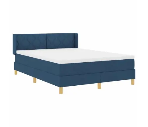 Gulta Ar Atsperēm Ar Matraci Zila 160 X 200 Cm Audums Vidaxl
