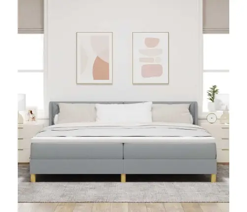 Lovos Pagrindas Su Čiužiniu Šviesiai Pilka 200 X 200 Cm Audinys