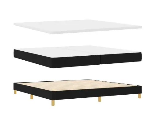 Kastītes Atsperu Gulta Melns Un Balts 200 X 200 Cm Putas Vidaxl