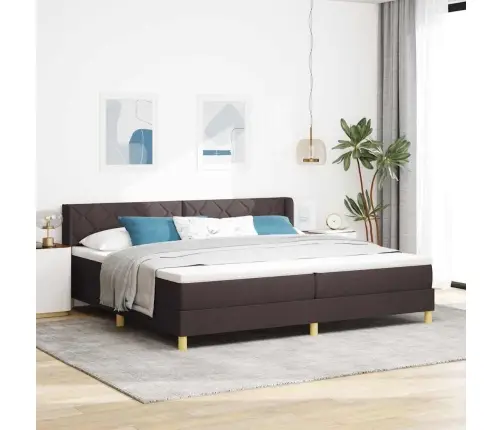 Kastītes Atsperu Gulta Tumši Brūns Un Balts 200 X 200 Cm Vidaxl